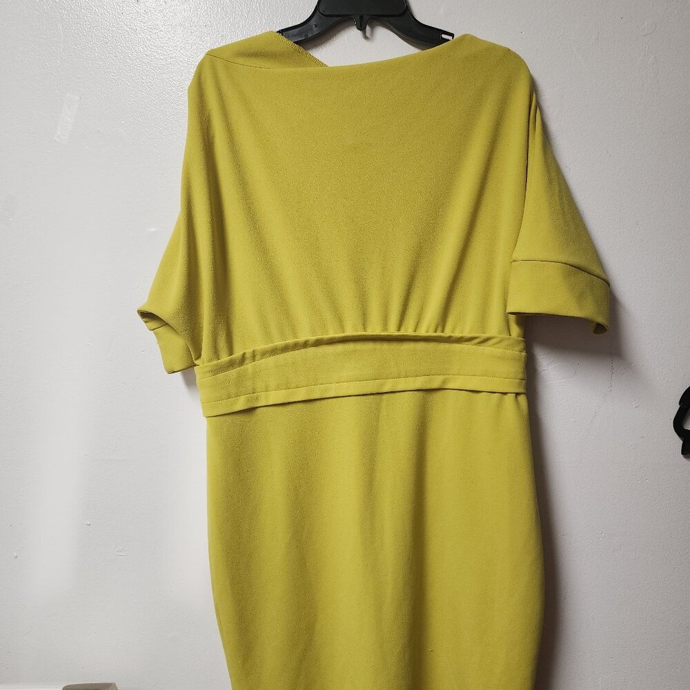 New York & Company citron boatneck sheath dress polyester XL